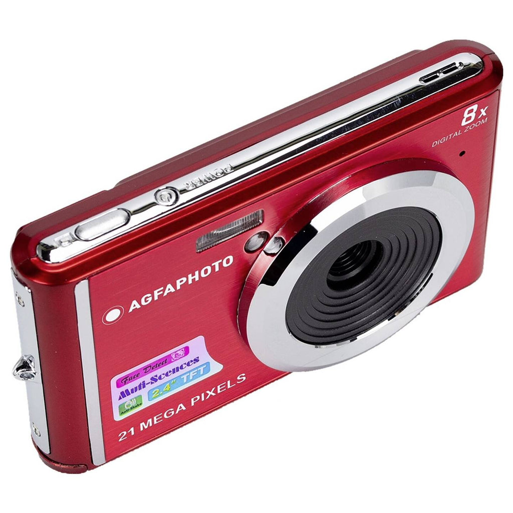AgfaPhoto Appareil photo numérique compact 21 MP, zoom numérique 8x, Rouge