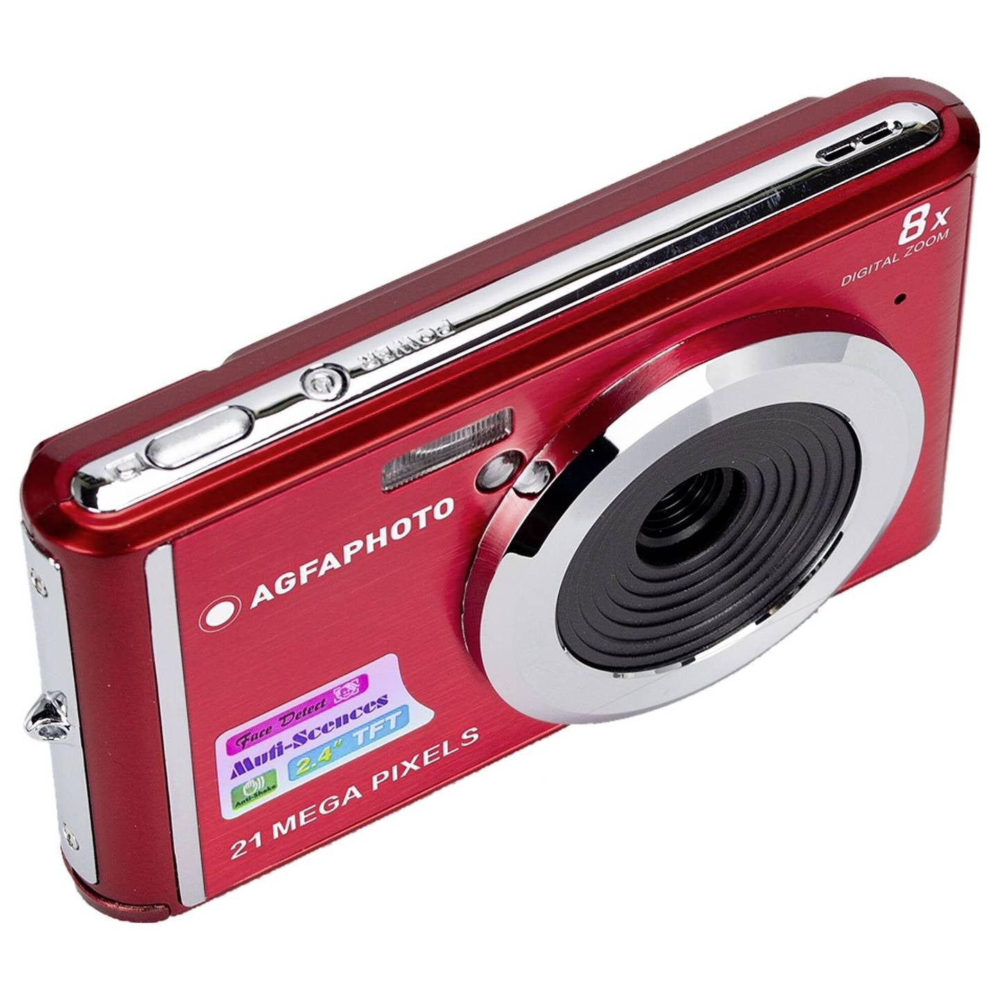 AgfaPhoto Appareil photo numérique compact 21 MP, zoom numérique 8x, Rouge