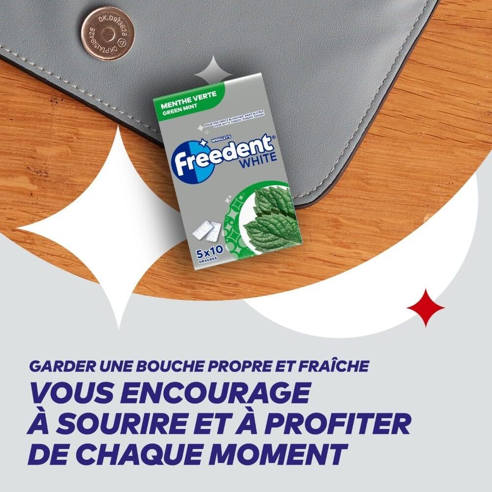 Freedent Gomme à mâcher blanchissante à la menthe, 5 pièces