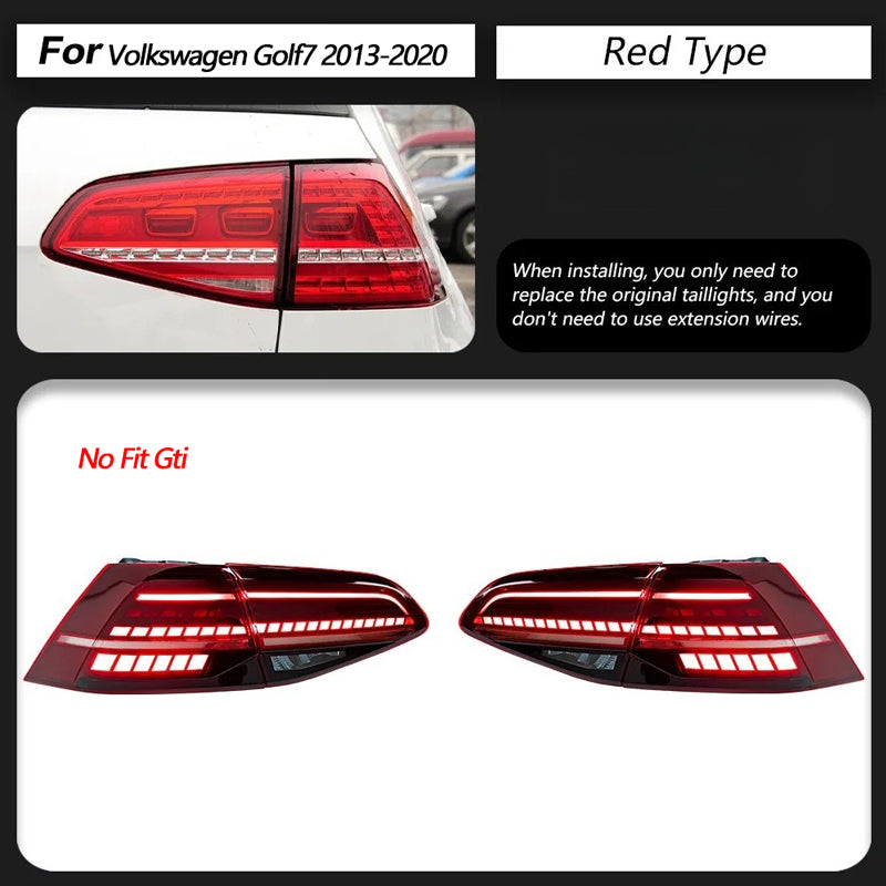 TYPY Feu arrière de voiture pour VW Golf 7 (MK7/Golf 7.5) TSI TDI 2013-2019, projecteur LED, DRL (Daytime Running Light), accessoires auto, ne convient pas au GTI