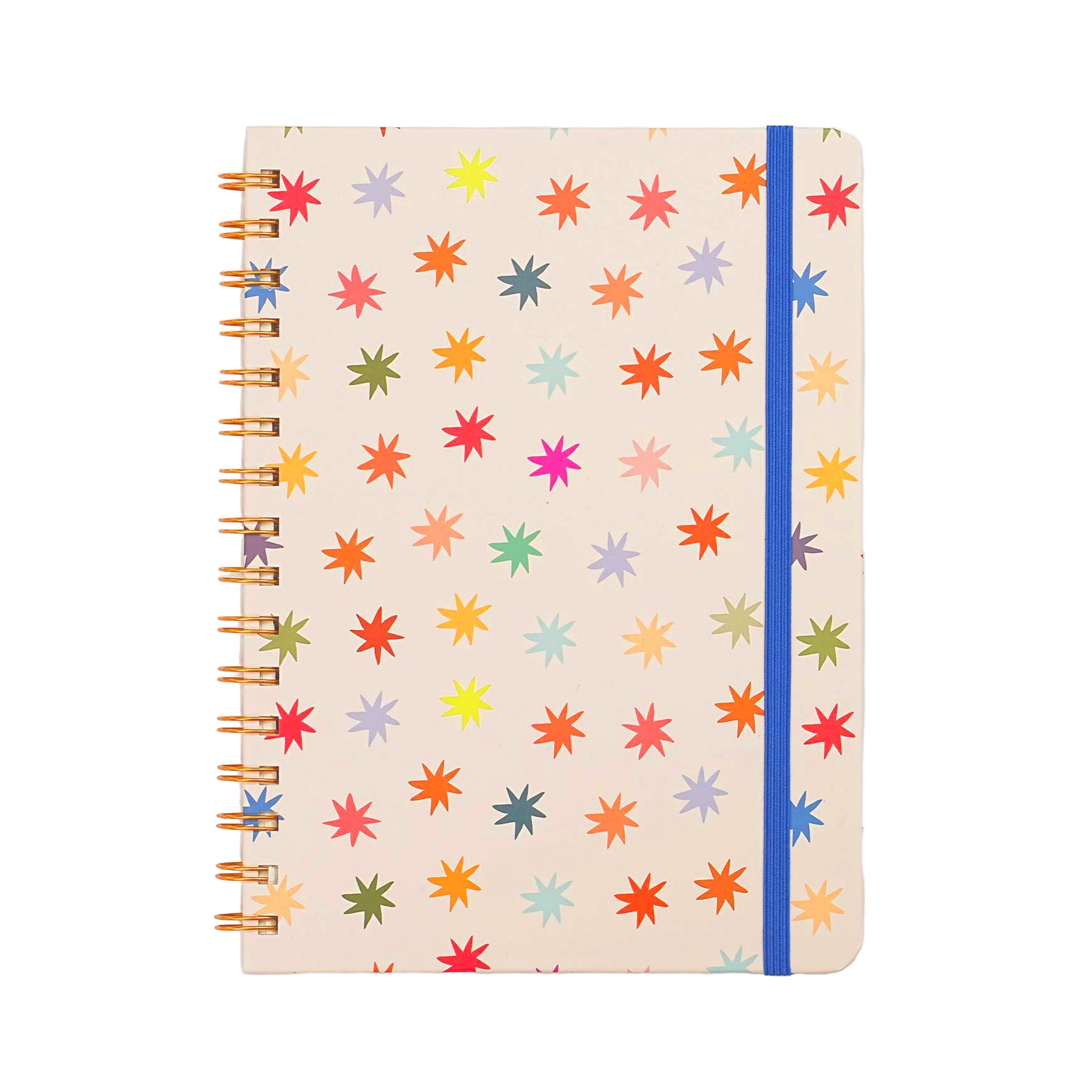 Jubiluu Carnet ligné A5 à spirale et couverture rigide - 96 feuilles (papier offset 100 g), avec bande élastique - Journal ligné crème classique pour écriture, école
