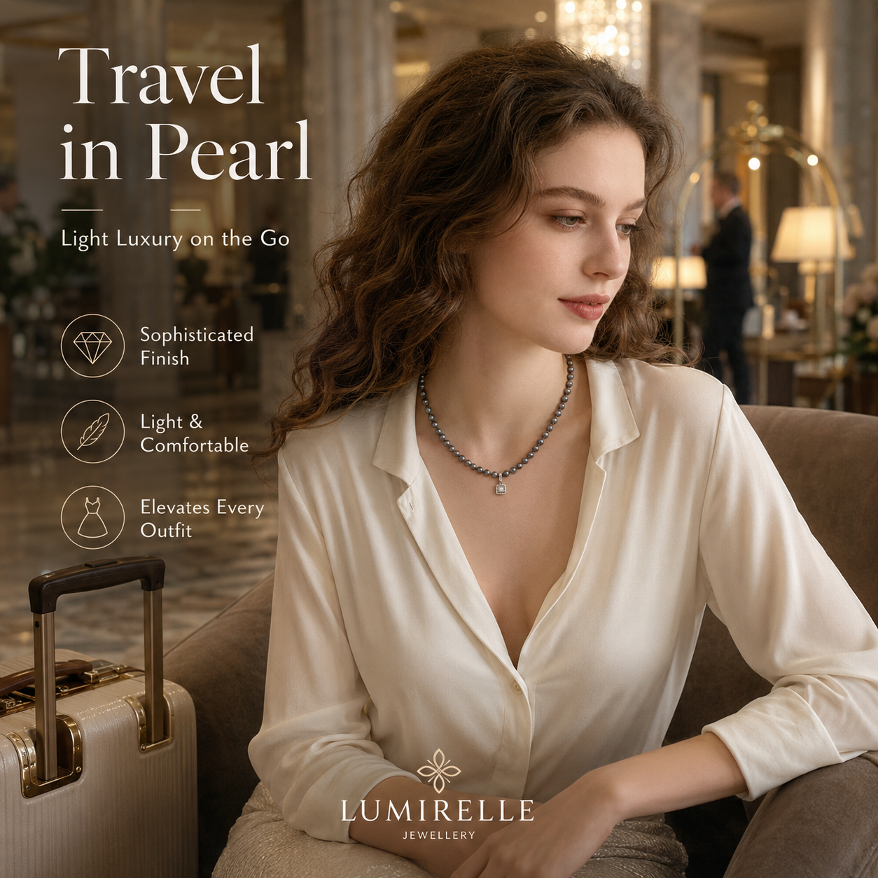 VoxorAI XL25 Collier Cube de Sucre Gris à Perles, Chaîne de Pull, Pendentif Détachable, Toutes Saisons