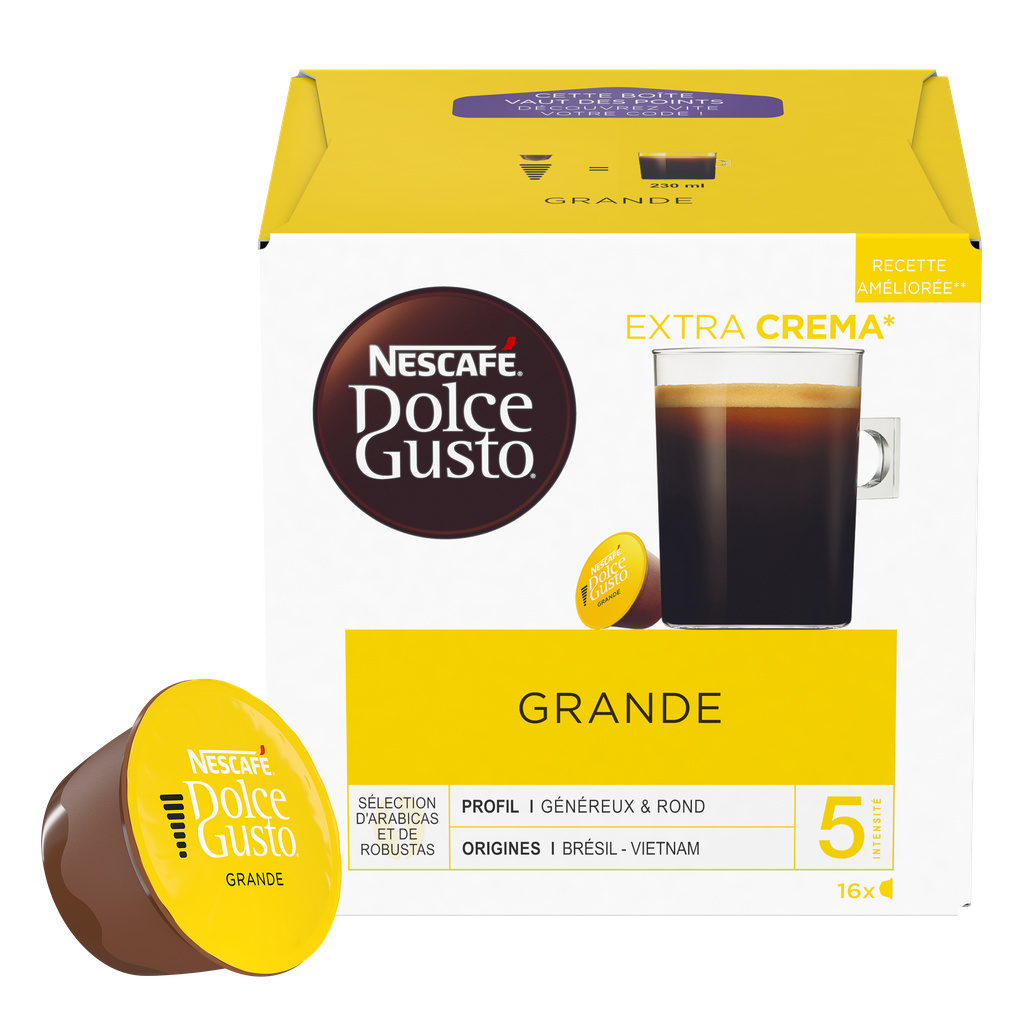 NESCAFÉ DOLCE GUSTO Grande Capsules de Café Moulu Torréfié, Lot de 16 Capsules
