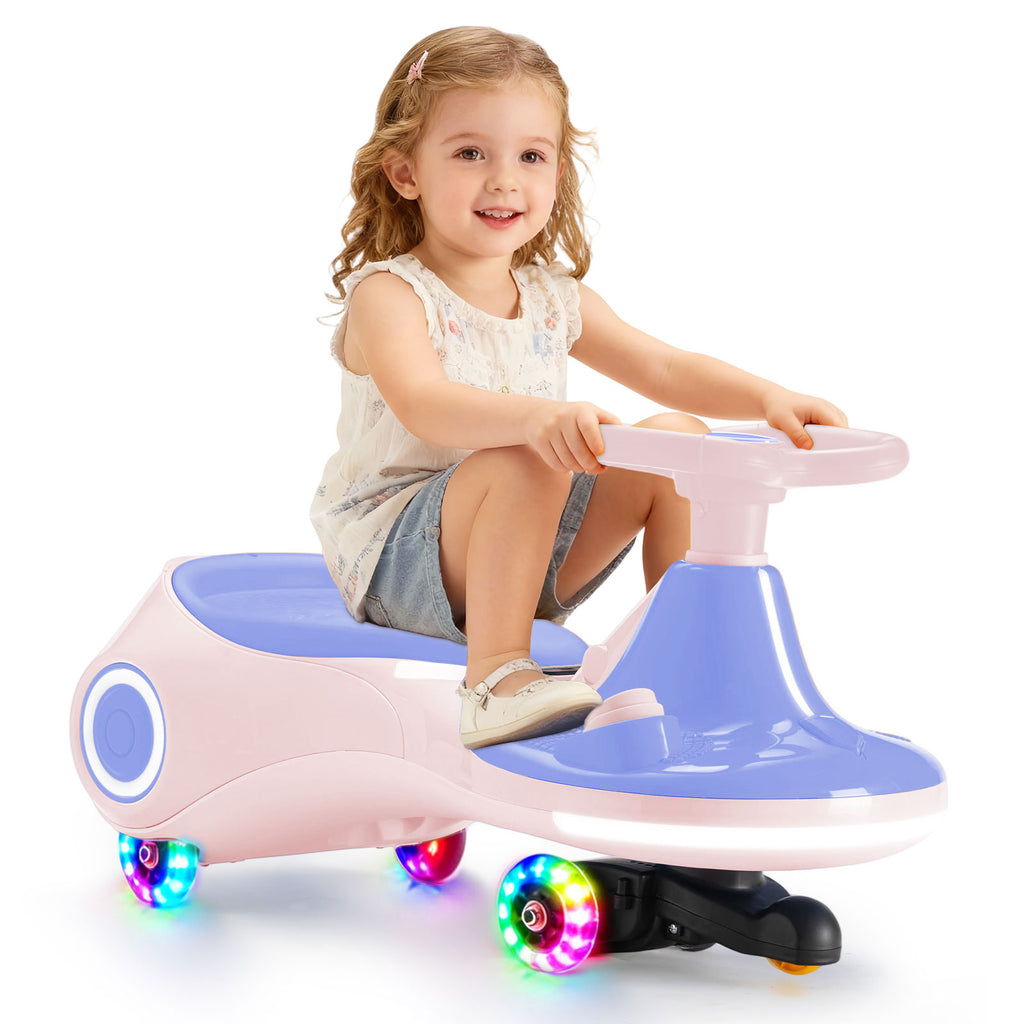 Neuleb Voiture électrique zigzagante pour enfants, Batterie rechargeable 12 V, Trottinette bascule 3 en 1 avec pédale, Musique Bluetooth et roues lumineuses, Max 3,2 mph
