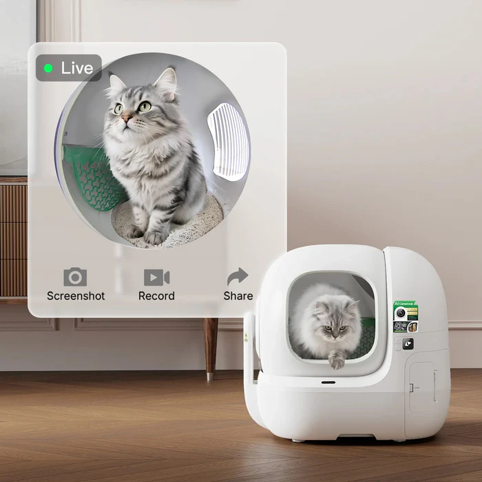 PETKIT Purobot Max Pro 2 avec caméra - Bac à litière autonettoyant pour chat (Gris)