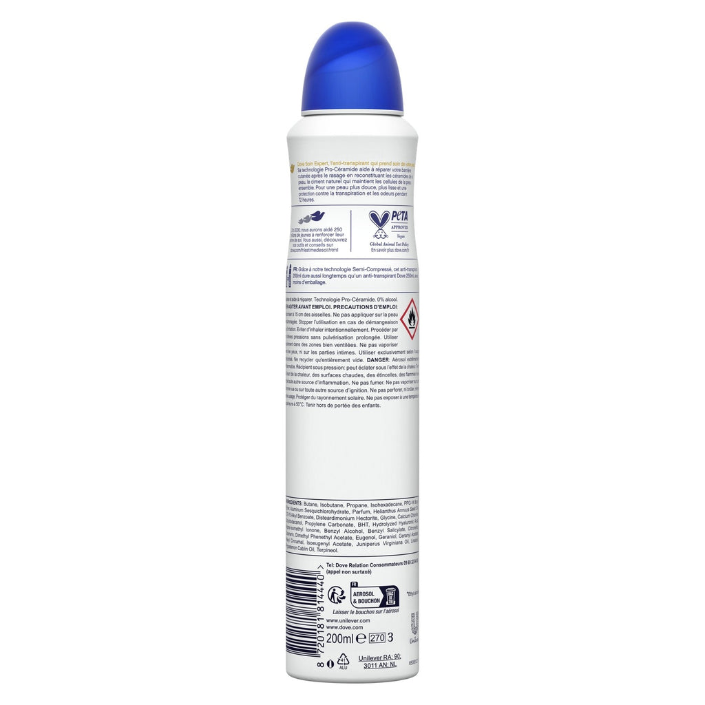 DOVE Déodorant Spray Femme Apaise et Aide à Réparer Anti-transpirant 72h Original Advanced Care – 200 ml