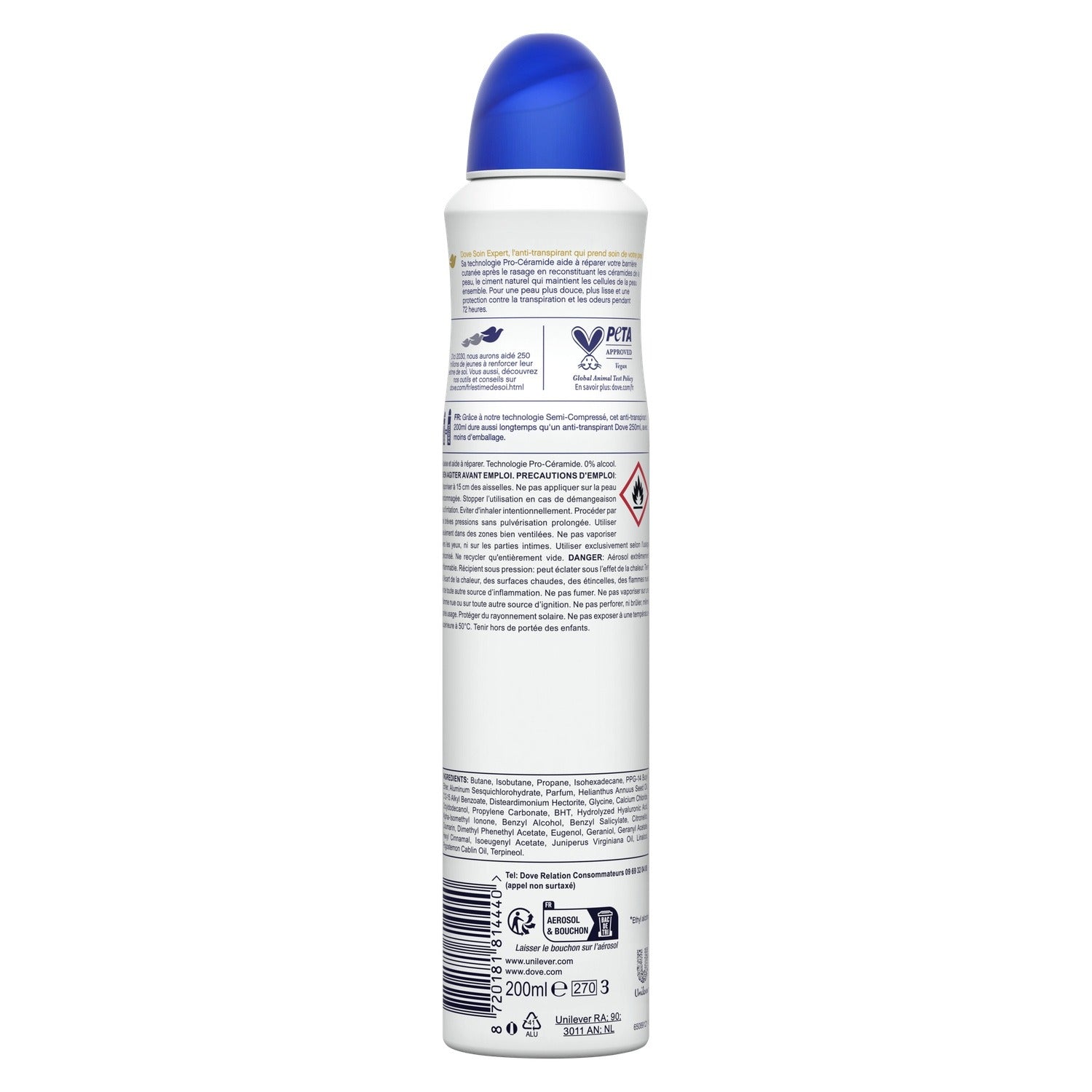 DOVE Déodorant Spray Femme Apaise et Aide à Réparer Anti-transpirant 72h Original Advanced Care – 200 ml
