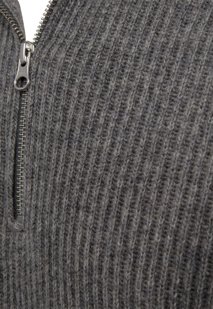 Resteröds Liam Pull-over à zip en maille Gris clair chiné M
