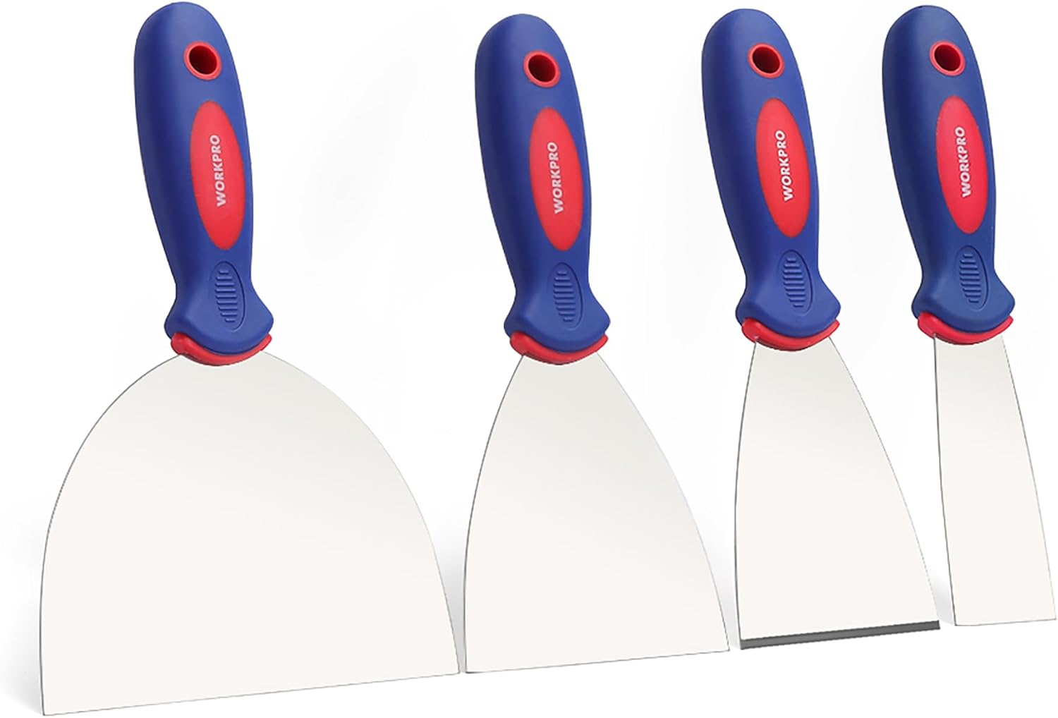 WORKPRO Ensemble de 4 raclettes à papier peint en acier inoxydable 38/76/100/150 mm