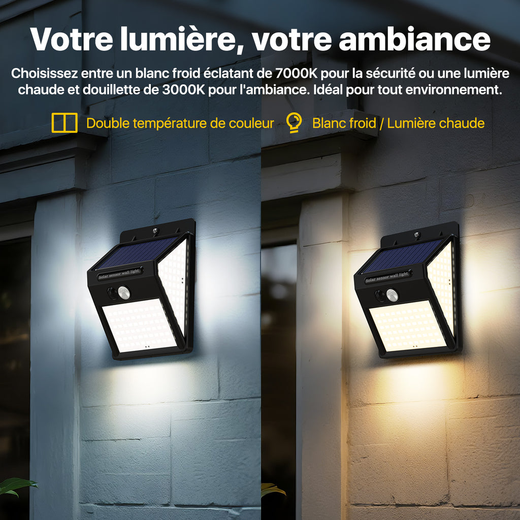 VIVREAL Lampes murales solaires, alimentées par l’énergie solaire, lot de 4, 140 LED, YHM02C, promotion de Nouvel An, idées cadeaux top