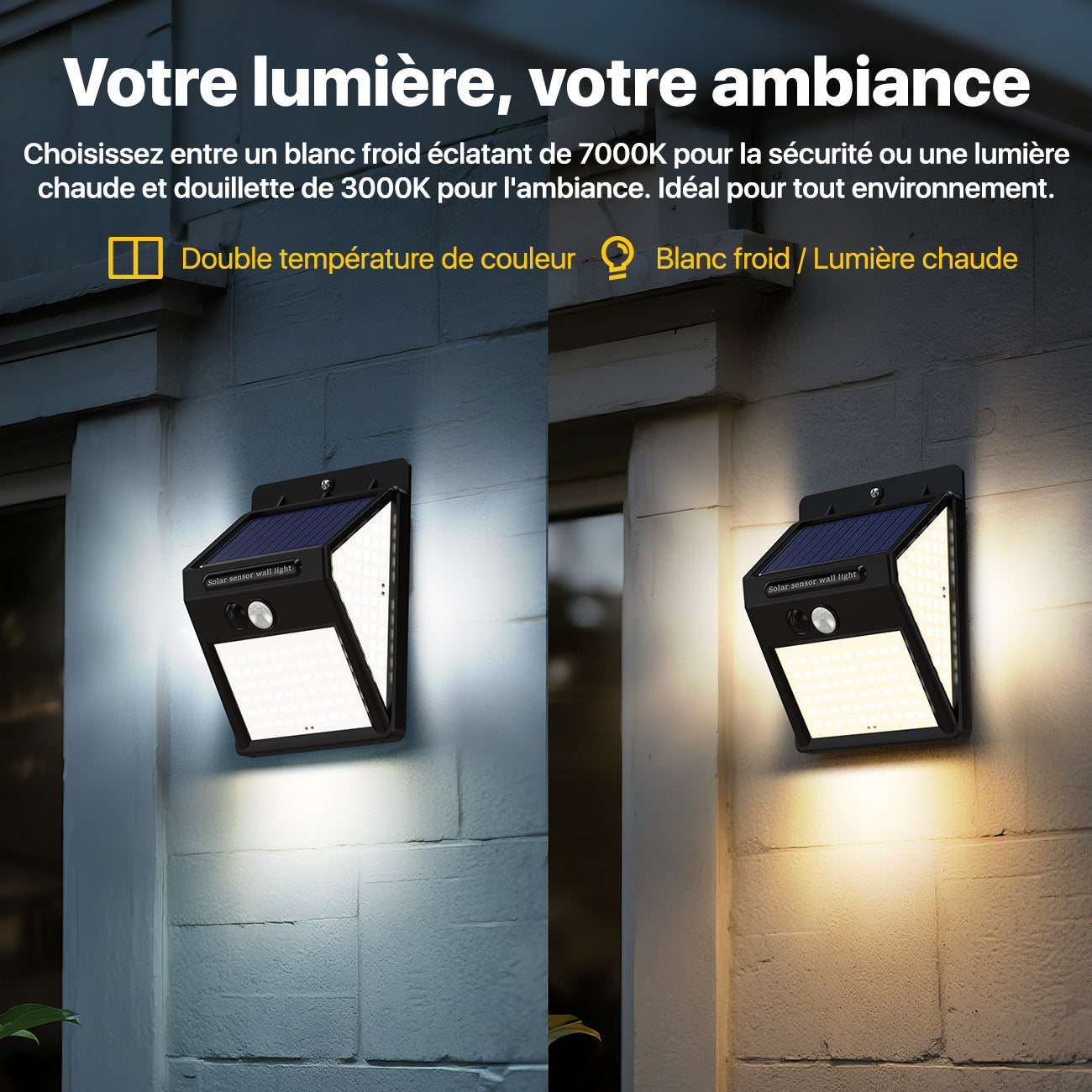VIVREAL Lampes murales solaires, alimentées par l’énergie solaire, lot de 4, 140 LED, YHM02C, promotion de Nouvel An, idées cadeaux top