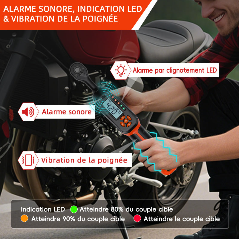 movecrab Clé dynamométrique numérique 3/8 po 4,2-85 Nm/3-62 6 lb-pi Douille magnétique pour bougie d'allumage Rallonge à cardan pour voiture moto