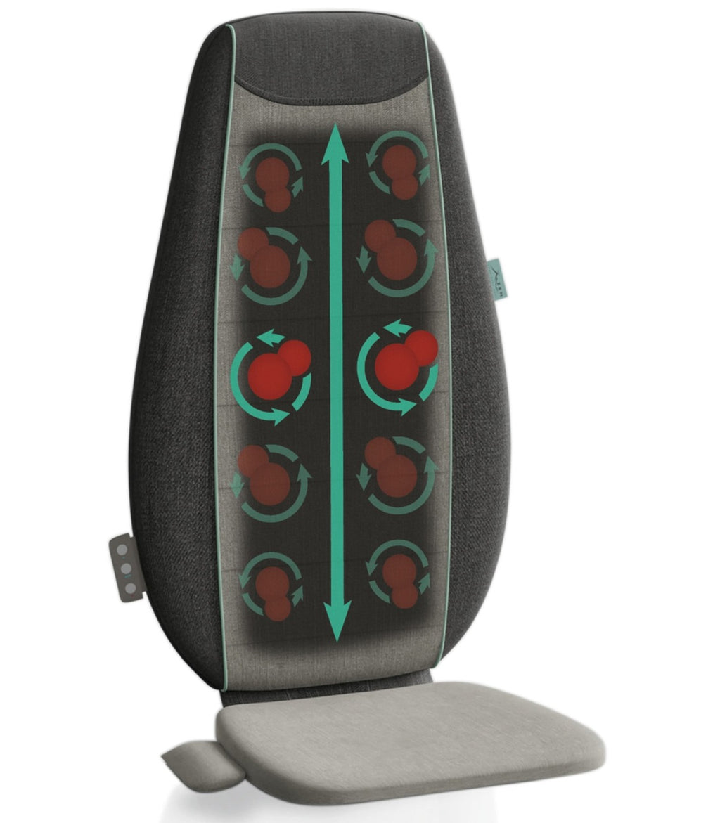 ZEN Etna - Siège de massage - Massage shiatsu avec chaleur apaisante et aromathérapie, tissu denim Oeko-Tex - Soulage les muscles et apaise les tensions