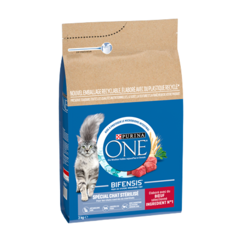 Purina ONE Complete Croquettes pour Chat Adulte, Saveur Bœuf, Sachet de 3 kg