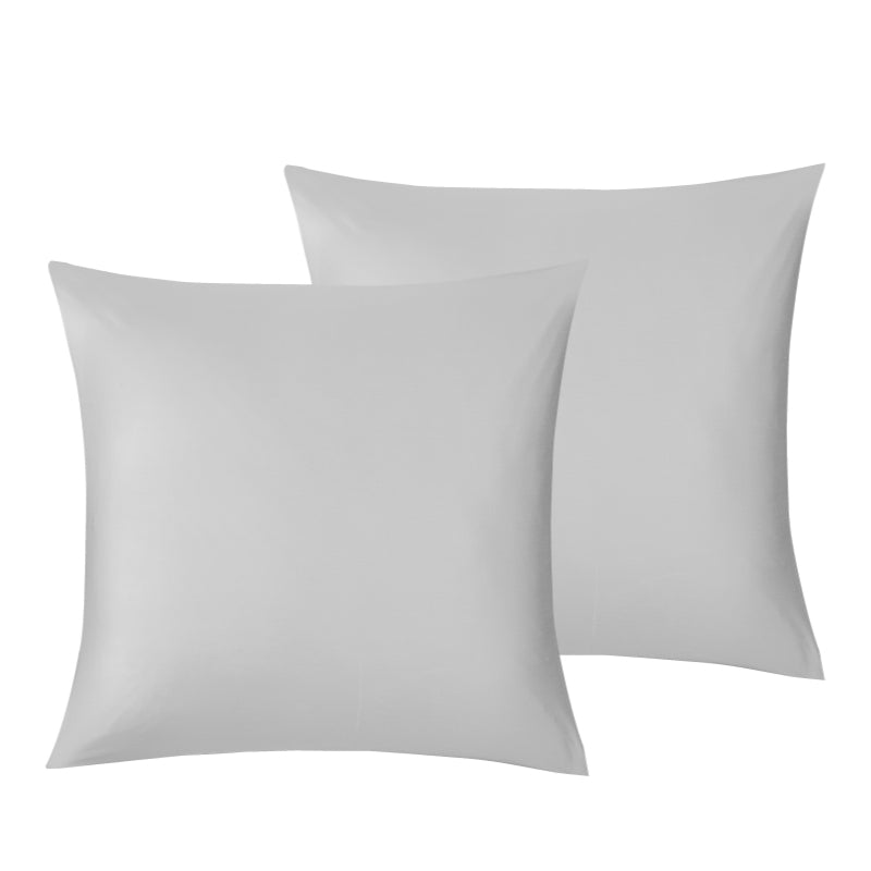 MEROPE, Taie d'oreiller en bambou, 80x80 cm, gris clair, lot de 2