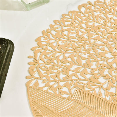 Lot de 6 sets de table ronds en PVC doré motif fleur de mer, décoration de table de fête, dessous de vase, sets de table pour fête et mariage