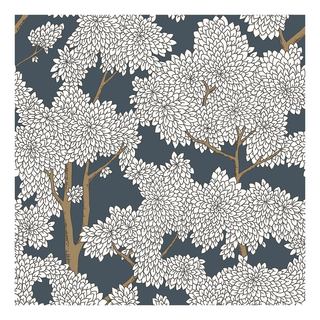 Papier Peint Autocollant Murgall Branches Luxuriantes Bleu 44x305cm 1 Rouleau