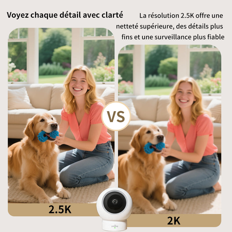 UNIVIEW Youkey P310 Caméra de Surveillance Intérieure PTZ 2,5K, Détection 360° des Personnes, Animaux et Pleurs de Bébé, Wi‑Fi 6 (2,4/5 GHz), Suivi Automatique, Audio Bidirectionnel, Appairage Bluetooth, Aucun Abonnement Mensuel