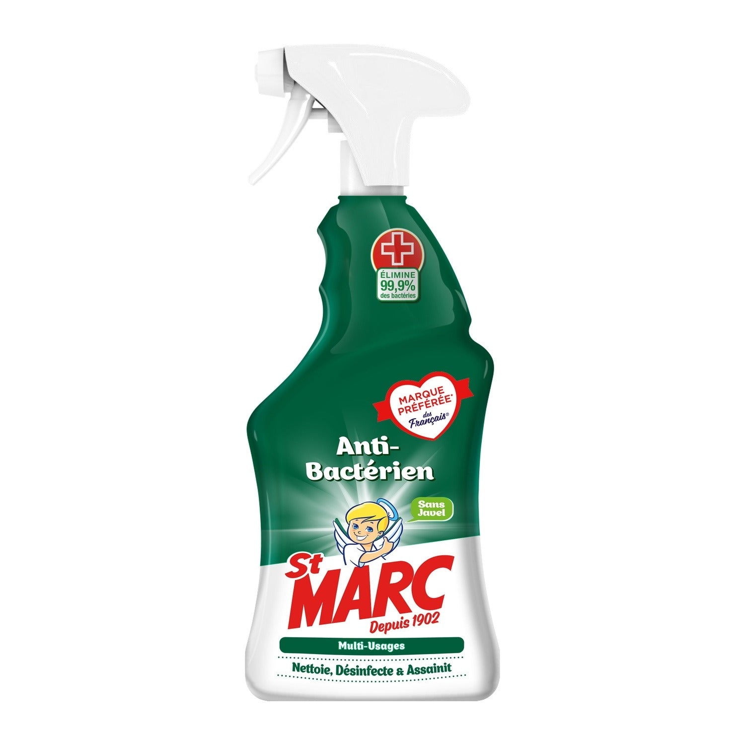 St Marc Spray Nettoyant Multi-Usages Antibactérien, Sans Javel, Citron, 750 ml