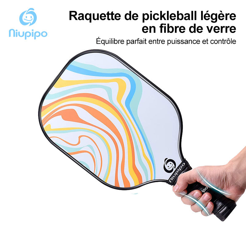 NIUPIPO MX-23 Lot de 2 paddles de pickleball en fibres de verre, noyau en polypropylène à alvéoles certifié USAPA