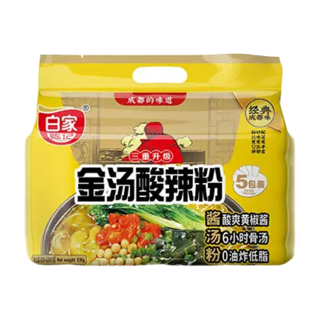Bai Jia Vermicelles instantanés saveur soupe aigre - 5 pièces, 510 g