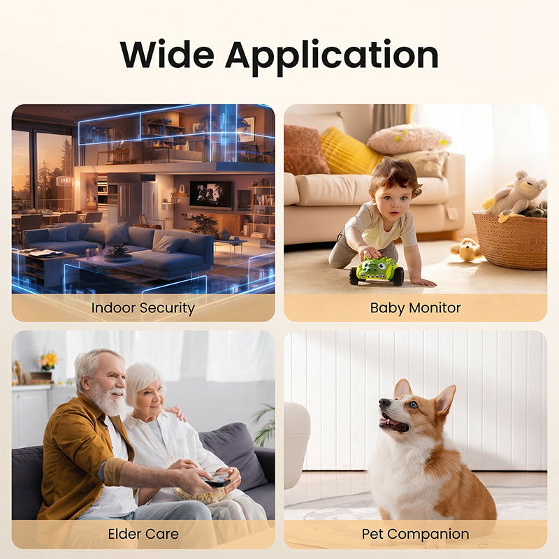 ZOSI Caméra de sécurité intérieure Wi‑Fi 4 MP, caméra pour animaux/babyphone, suivi automatique des personnes et des animaux, surveillance 360° avec application, audio bidirectionnel