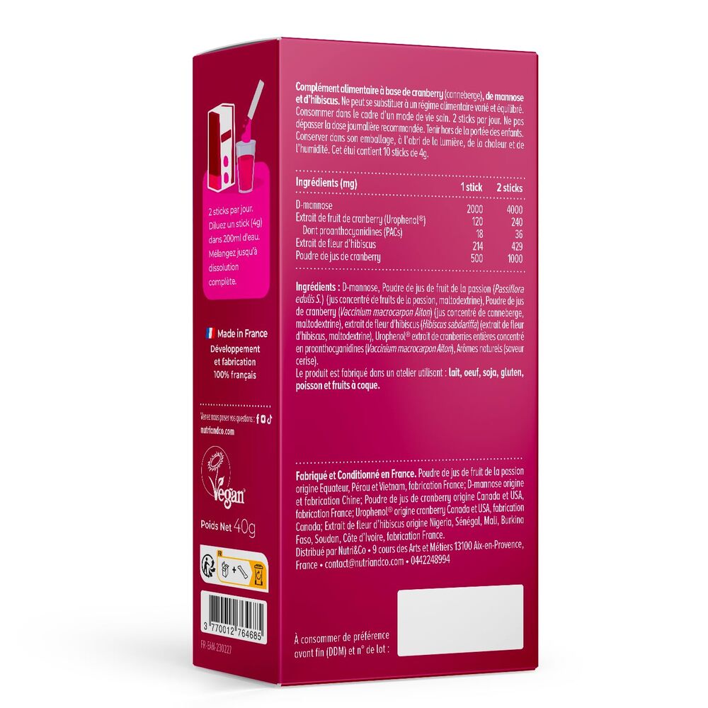 Nutri&Co Cranberry Mannose - 10 bâtonnets