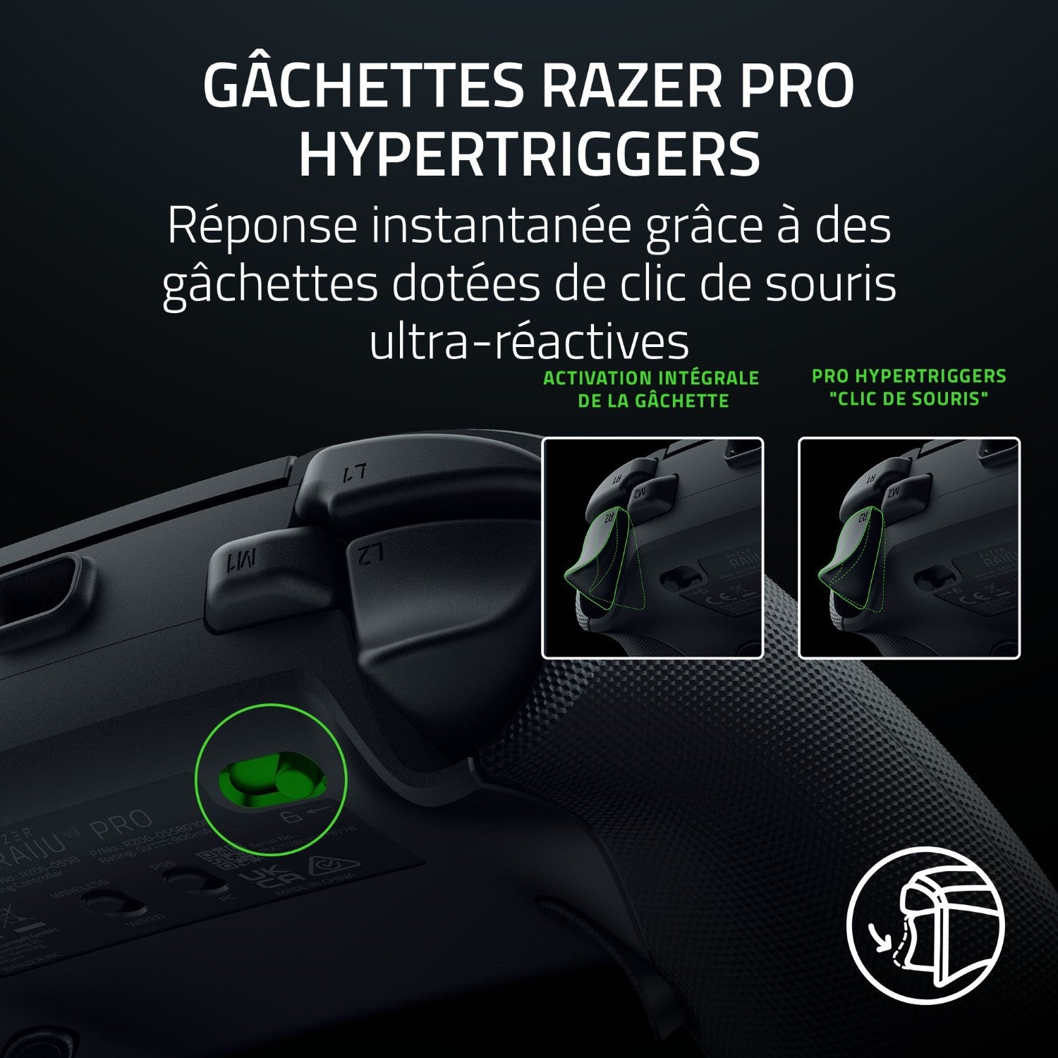 Razer Raiju V3 Pro Manette eSport sans fil - PS5 & PC - Noir