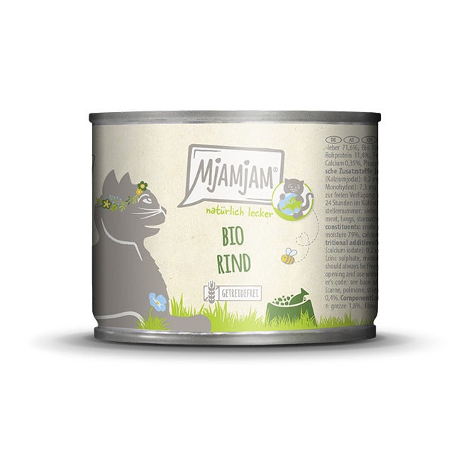 MjAMjAM Aliment humide naturel bio pour chat au bœuf 200 g