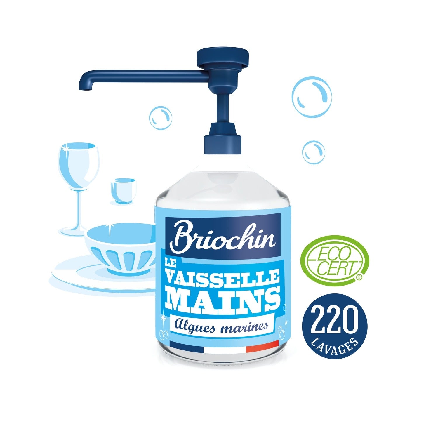 Jacques Briochin Liquide Vaisselle Algues Marines & Savon Noir, Formule Dégraissante, 500 ml