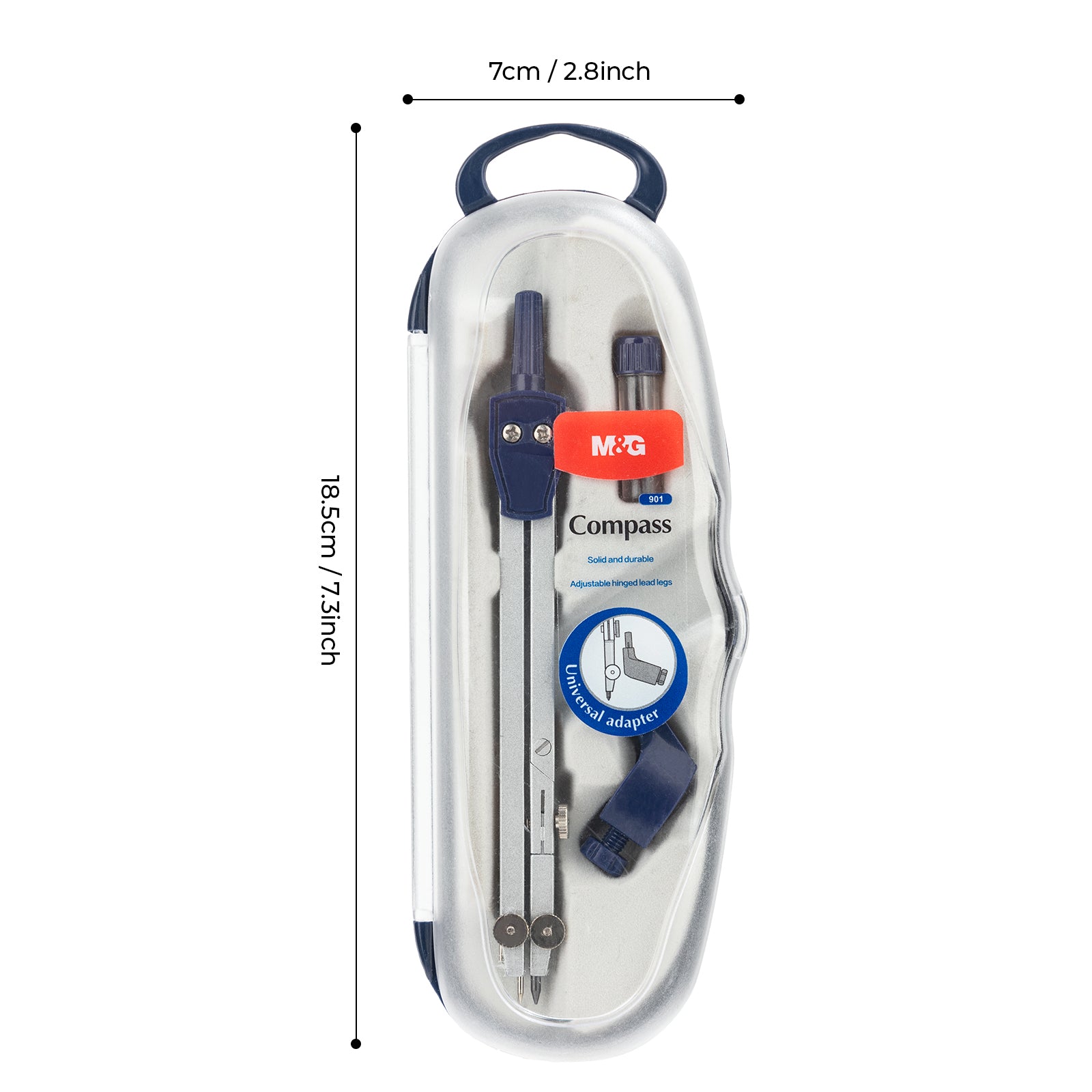 M&G Set de compas de géométrie en métal avec adaptateur universel et boîte de rangement, diamètre maximal 36 cm, compas de dessin professionnel pour école, mathématiques et dessin technique