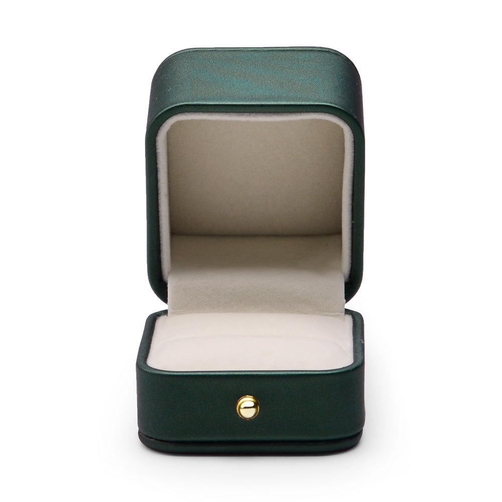 Oirlv Boîte à bague et pendentif, boîte de rangement pour bague de fiançailles et de mariage, extérieur en cuir vert rare avec intérieur en velours beige, doublure douce et moelleuse pour protéger votre bague en diamant et votre pendentif, fermeture