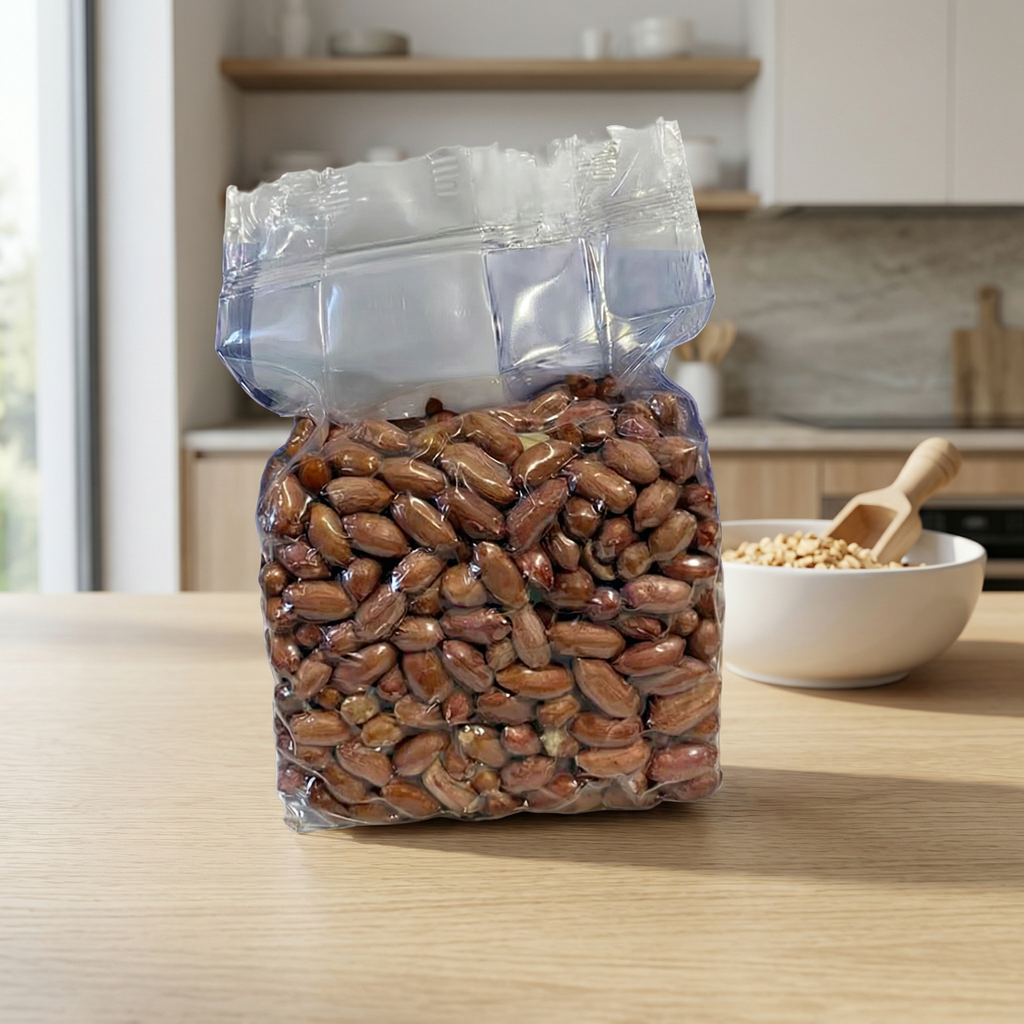 Arachides en grains emballées avec peau 34/38 (gros grains sous vide) 500