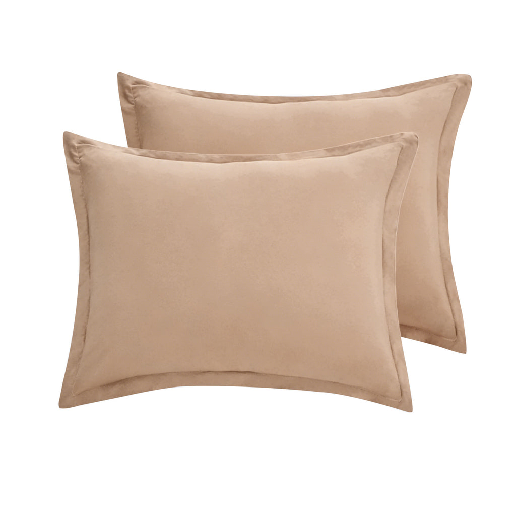 LEBONSOIR Parure de lit kaki avec housse de couette, 200 x 200 cm/65 x 65 cm x 2, Respirante durable douce confortable, Avec fermeture éclair, 3 pièces, Inclut 1 housse de couette et 2 taies d'oreiller, Sans couette
