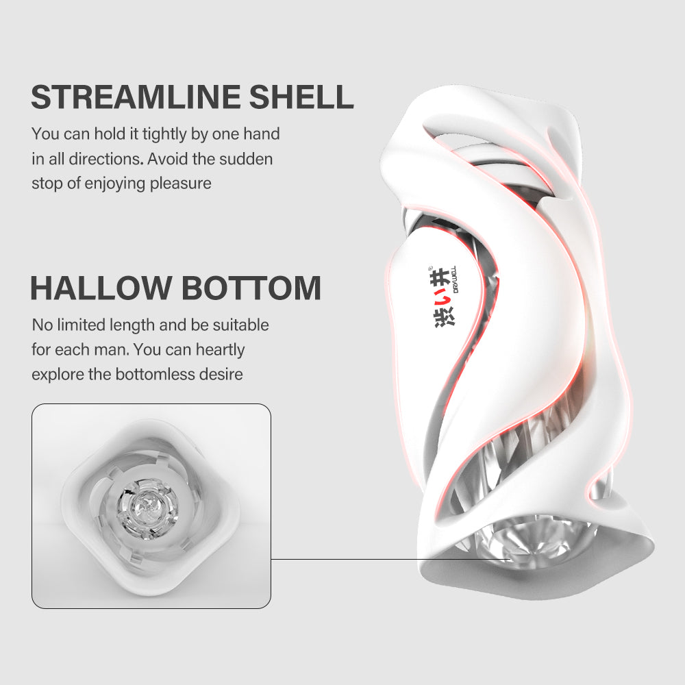 Drywell White Hurricane - Entraîneur pour éjaculation, longueur du canal 16 cm ± 1 cm, canal en TPE souple, design unique de style technologique moderne.