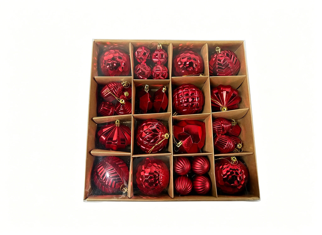 Ju7cer Lot de 40 boules de Noël, pour décoration de sapin de Noël et décoration de fêtes, rouge