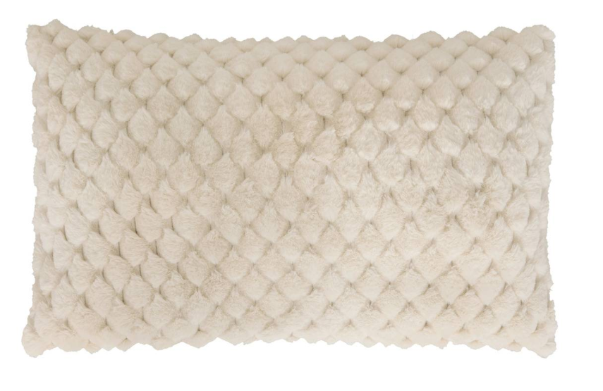 Atmosphera Adriel Coussin fausse fourrure jacquard beige - 50×80cm