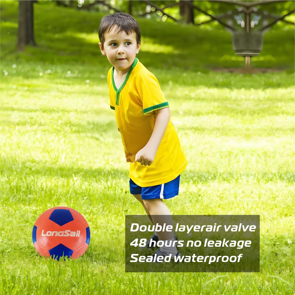 LONGSAIL Ballon de football en caoutchouc haute qualité orange/bleu - Taille 3