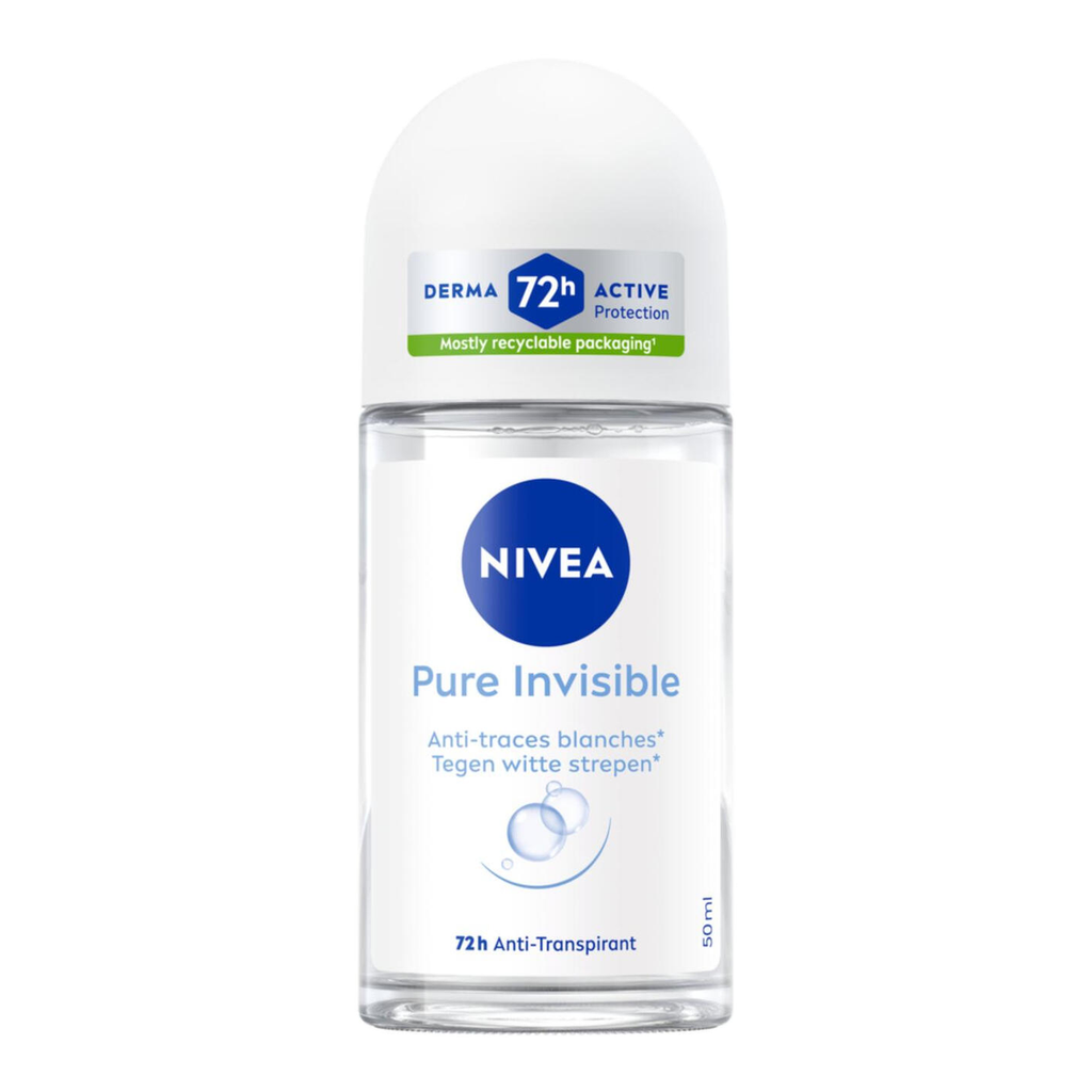 NIVEA Déodorant Femme Aisselles Pure Invisible Protection 72h Bille 50ml