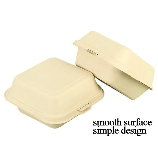 Rui bamboo Boîtes à clapet jetables en fibre de bambou 6 pouces Lot de 50