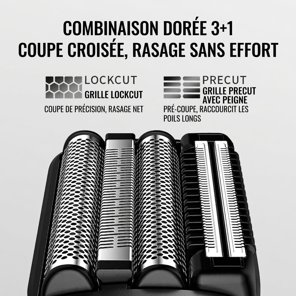 Sparoma FK-706 Rasoir Électrique Épilation Outil de Filage 4 Lames de Rasage Acier Inoxydable Longue Durée Noir