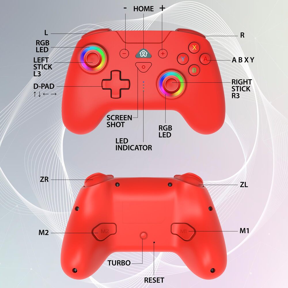 SUBSONIC Manette sans fil LED pour SW2 et SW, rouge