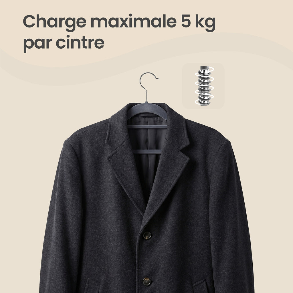 JOYFURNOS Lot de 20 cintres en velours avec surface antidérapante, barre à cravates et crochet pivotant à 360°, cintres à vêtements fins de 0,6 cm d'épaisseur pour un gain de place