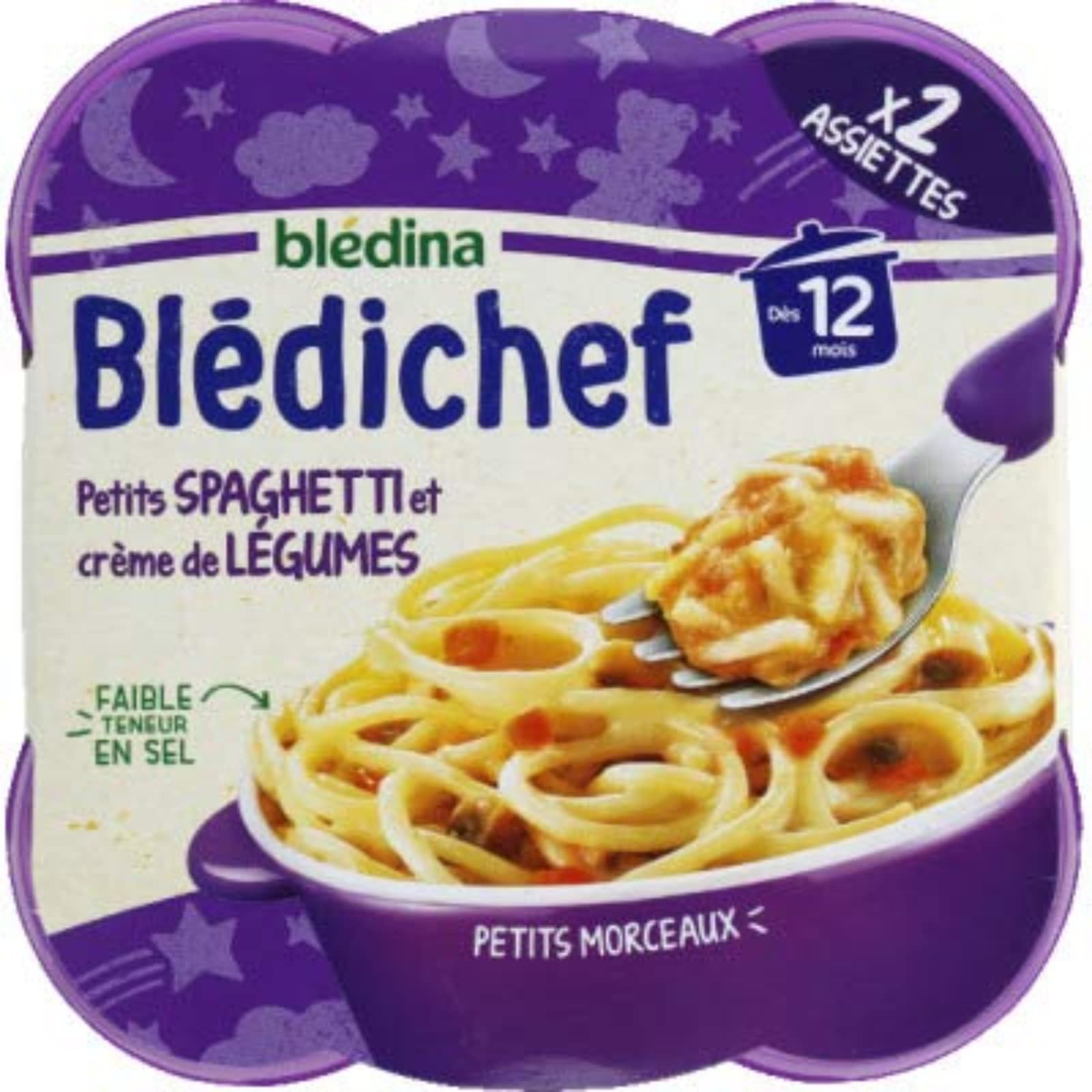 BLEDINA Blédichef petits spaghetti/crème légum.dès12m. 2x230g