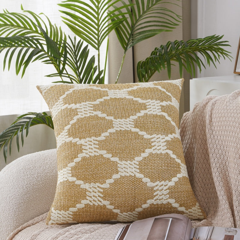 MEROPE, Housse de coussin en toile PE/Polyester, 50x50 cm, kaki/blanc, 1 pack