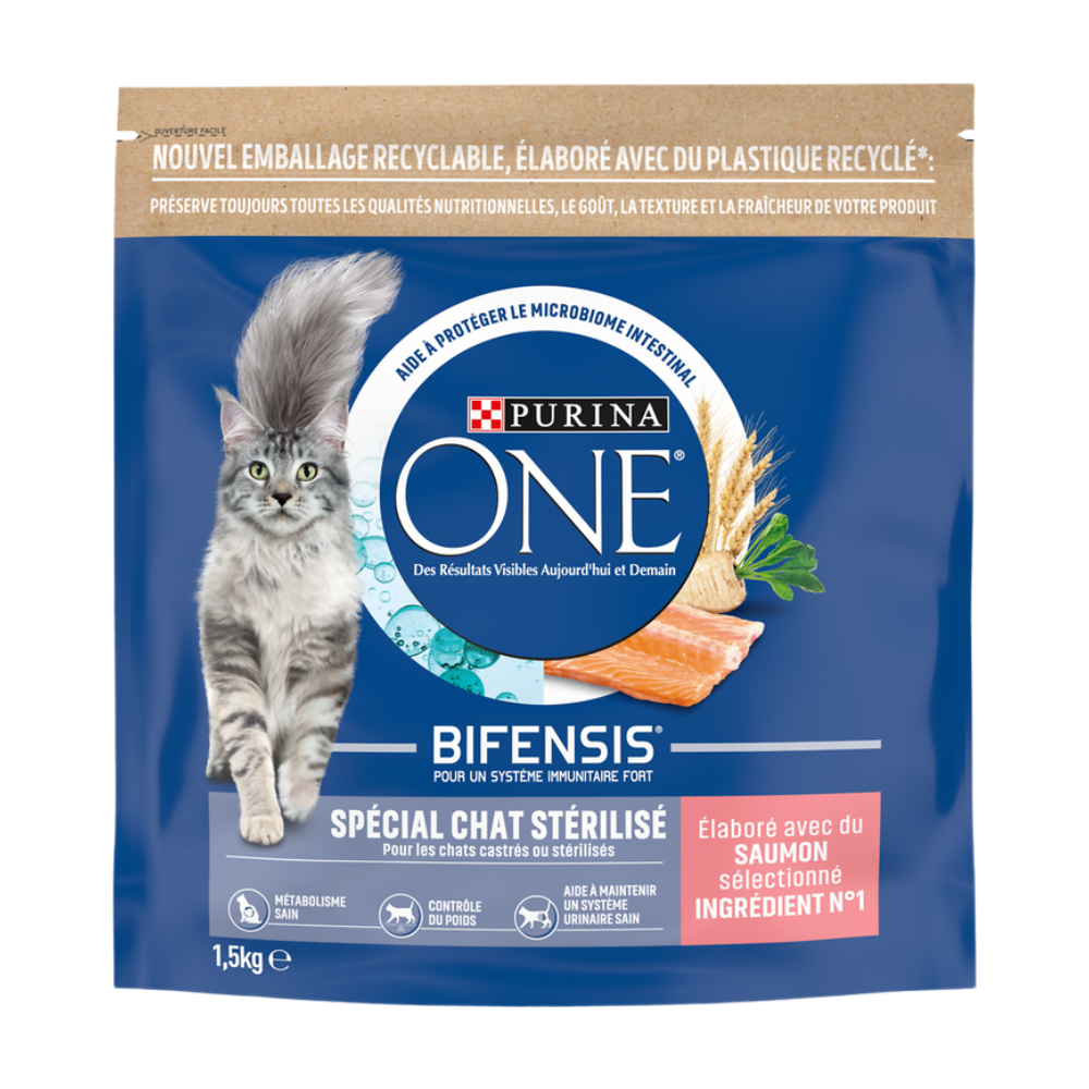 Purina ONE BIFENSIS Alimentation sèche complète pour chat adulte, recette au poulet, sachet de 1,5 kg