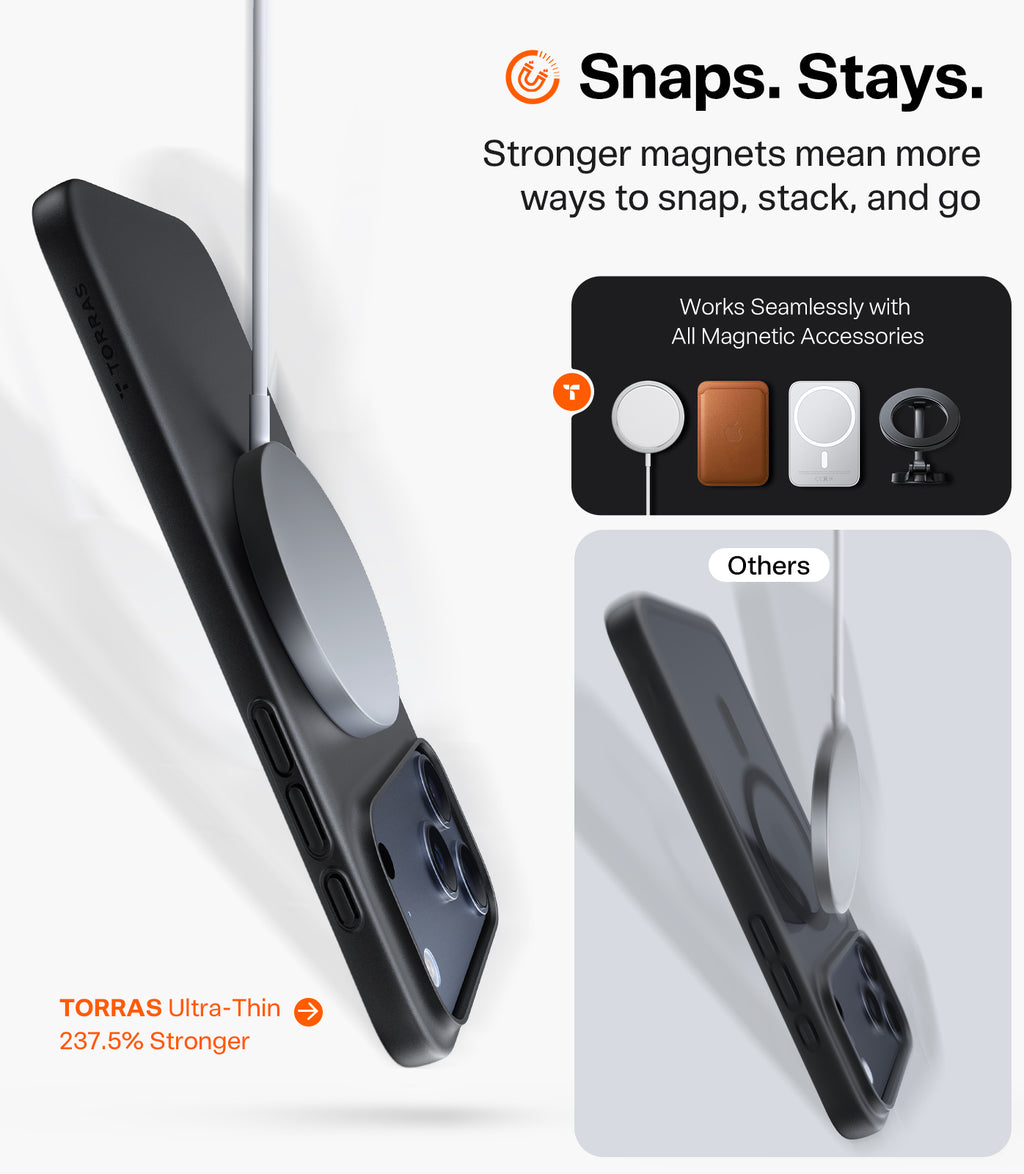 TORRAS Coque pour téléphone SlimFit Mag pour iPhone 17 Pro Max - Noir
