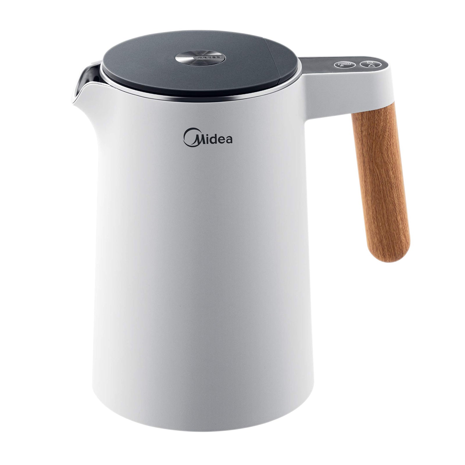 Midea Bouilloire électrique en acier inoxydable - 1,5 L - 2200 W - Ébullition rapide - Contrôle de la température - Maintien au chaud de 45 à 100 °C - Affichage LED - Double paroi - Sans BPA - Blanc
