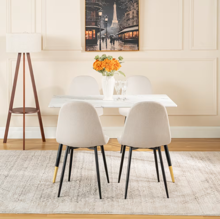 URBAN MEUBLE Table à manger rectangulaire effet marbre blanc - 110 x 70 x 75 cm