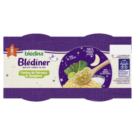BLEDINA Fondue de Poireaux et Boulghour dès 8 mois 2x200g